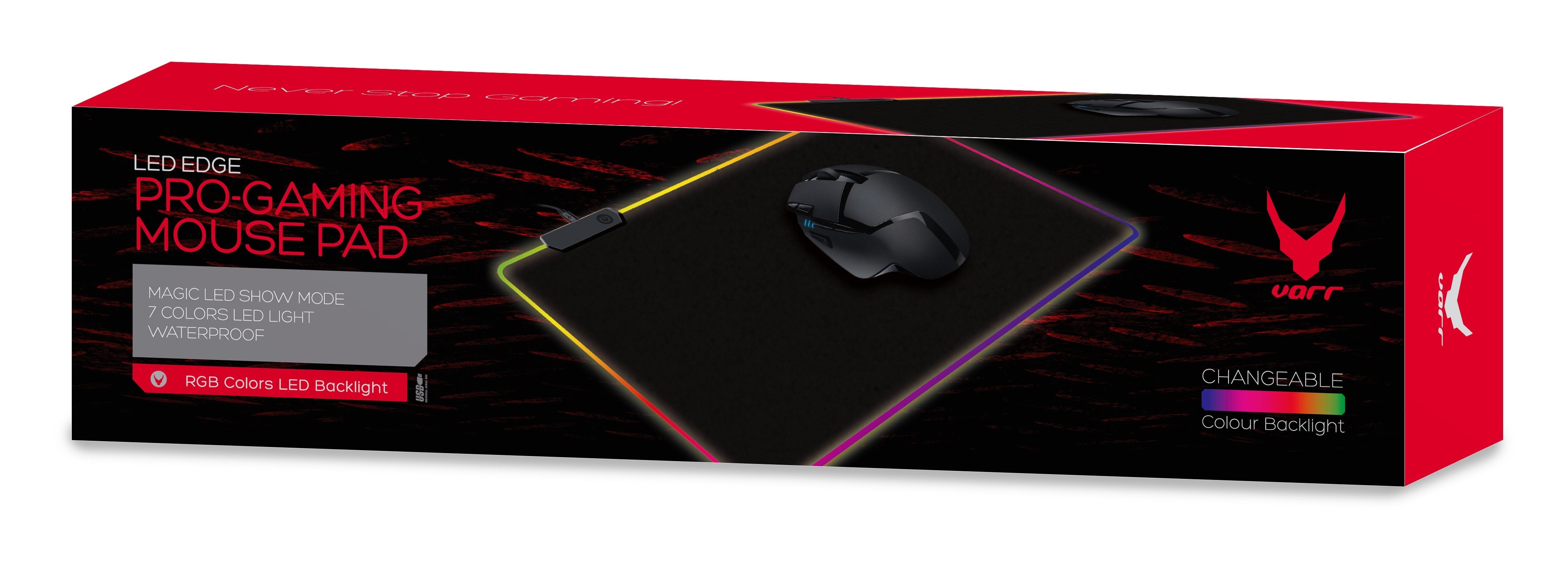 Omega Varr Alfombrilla Raton Pro-Gaming Luz Led Negra