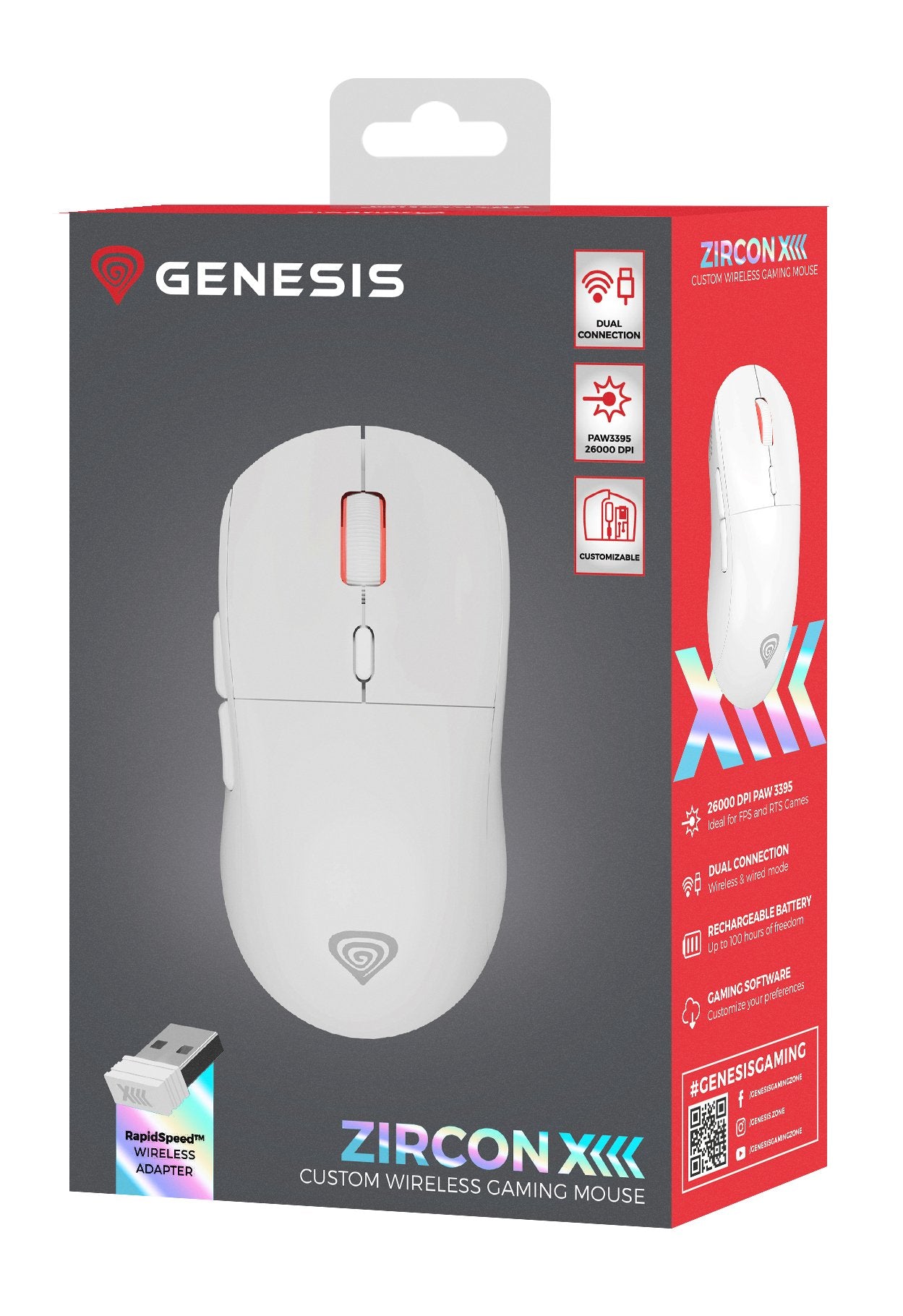 EAN 5901969443400 - GENESIS Zircon XIII ratón Juego Ambidextro RF Wireless + USB Type-C Óptico 26000 DPI imagen 13