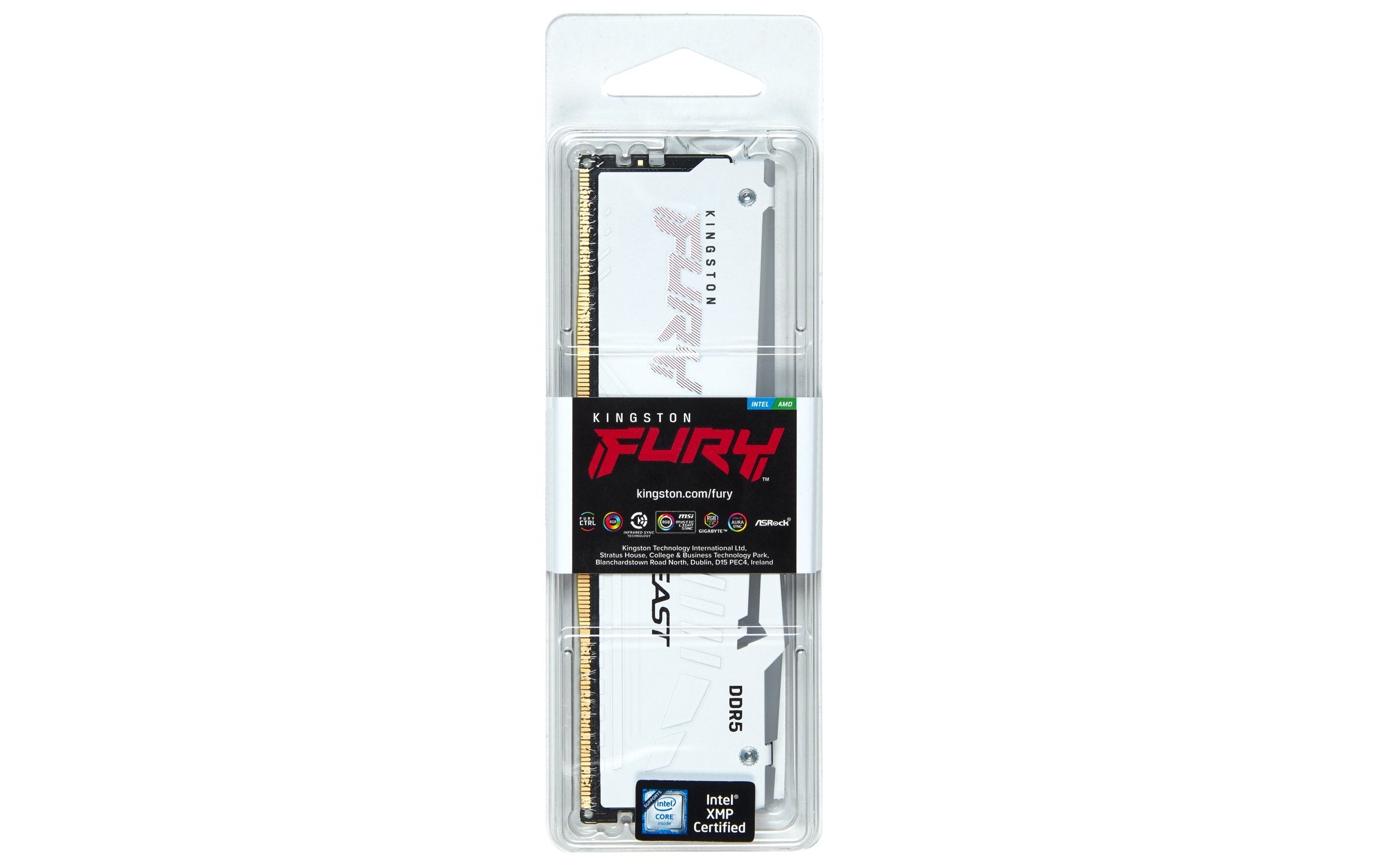 Memoria Kingston Fury Beast 16gb Ddr5 5600, Blanca Rgb, Intel Xmp Kf556c40bwa-16