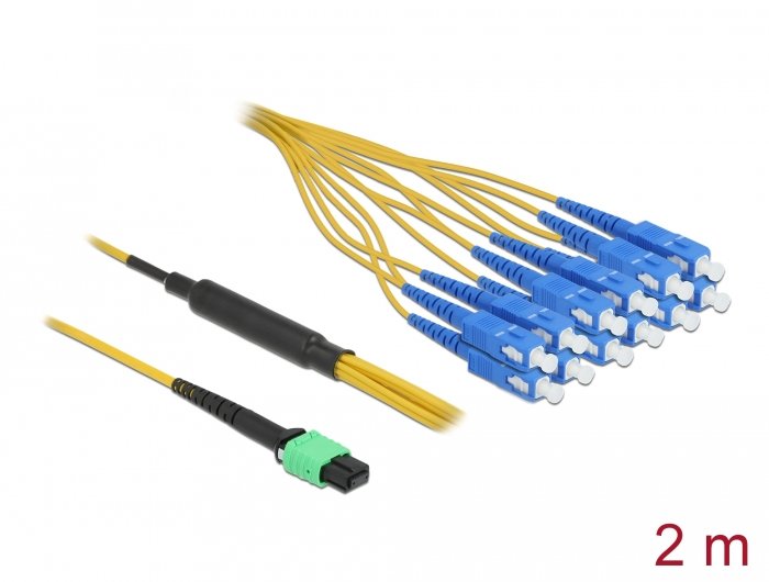Delock Lwl Cable Mpo Buchse Zu 12 X Sc Simplex Stecker, Singlemode, 9 125 ?M, 2 M