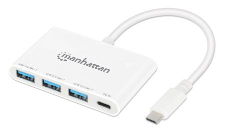 Manhattan 3-Port Usb 3.0 Typ-C Hub Con Pd Port 3x Usb-A Blanco