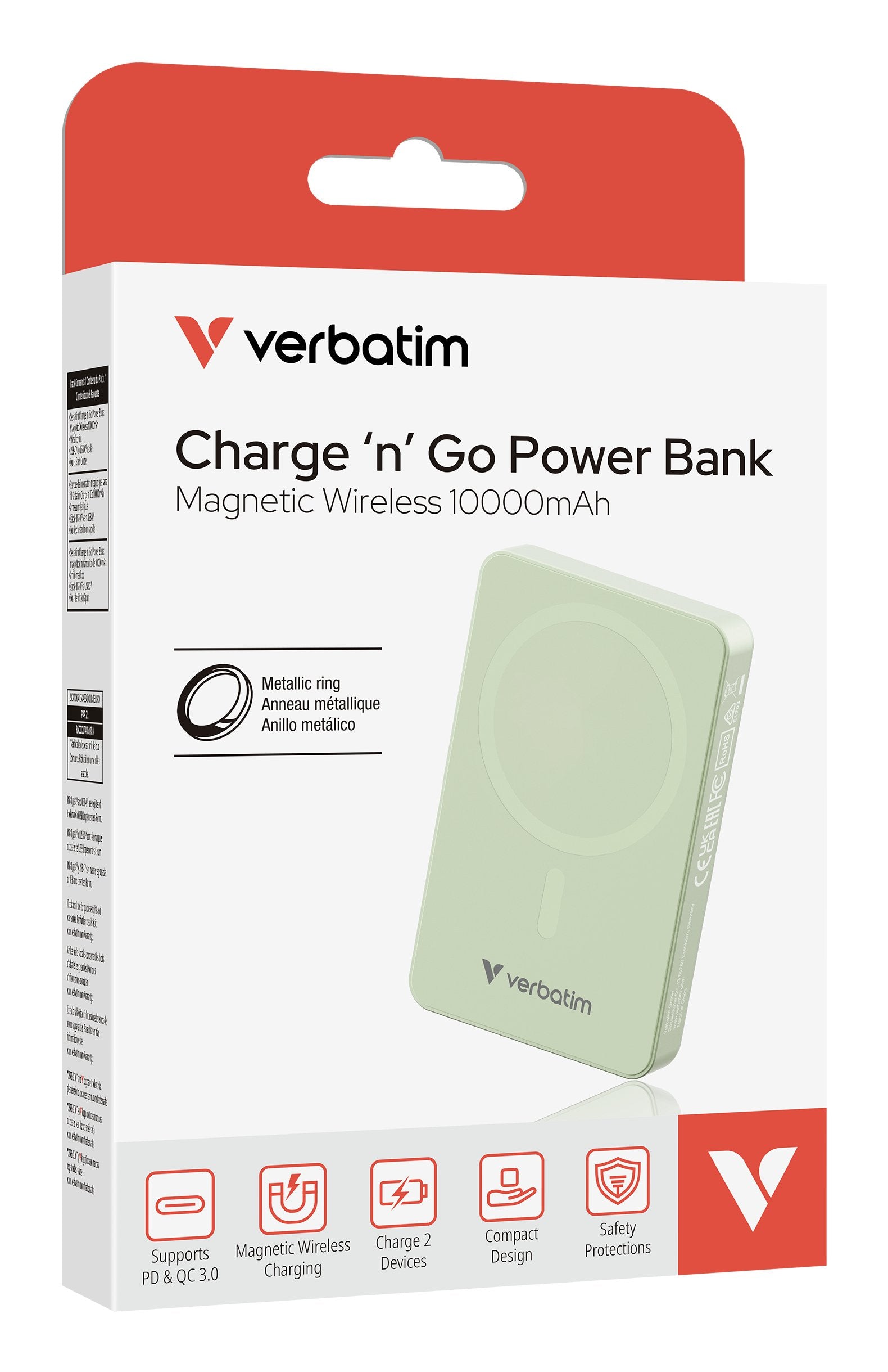 EAN 0023942322283 - Verbatim Charge 'n' Go Essentials 10000 mAh Cargador inalámbrico Verde imagen 4