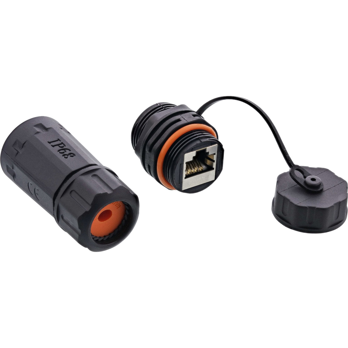 Juego De Conectores De Cable De Red Inline Cat.6a, Resistente Al Agua Ip68, Conector Para Aplicaciones Industriales, Con Tapa Antipolvo