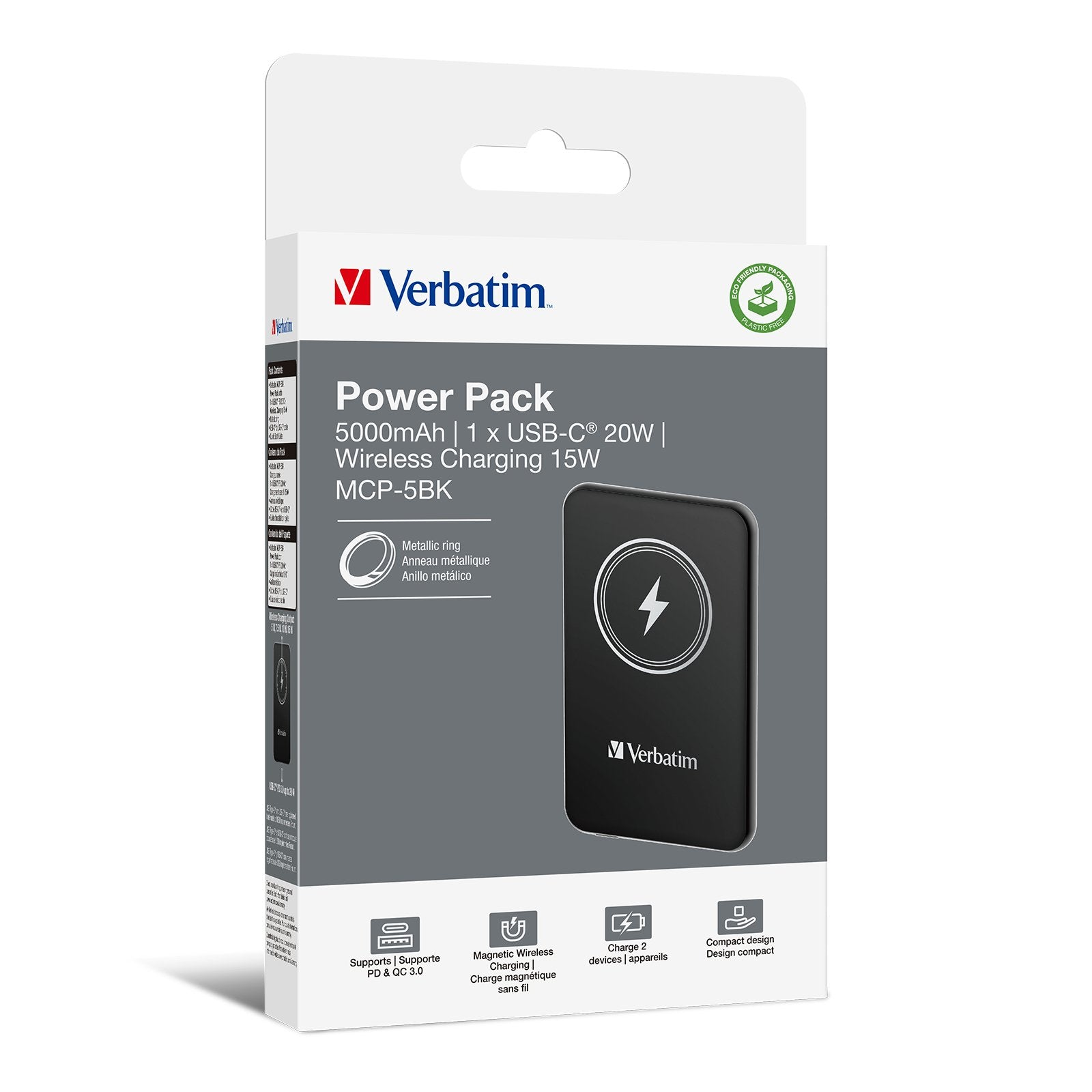 EAN 0023942322405 - Verbatim Charge 'n' Go Polímero de litio 5000 mAh Cargador inalámbrico Negro imagen 5