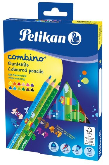 Pelikan Caja De 12 Lapices De Colores Jumbo Triangulares - Mina Antirotura - Certificacion Fsc