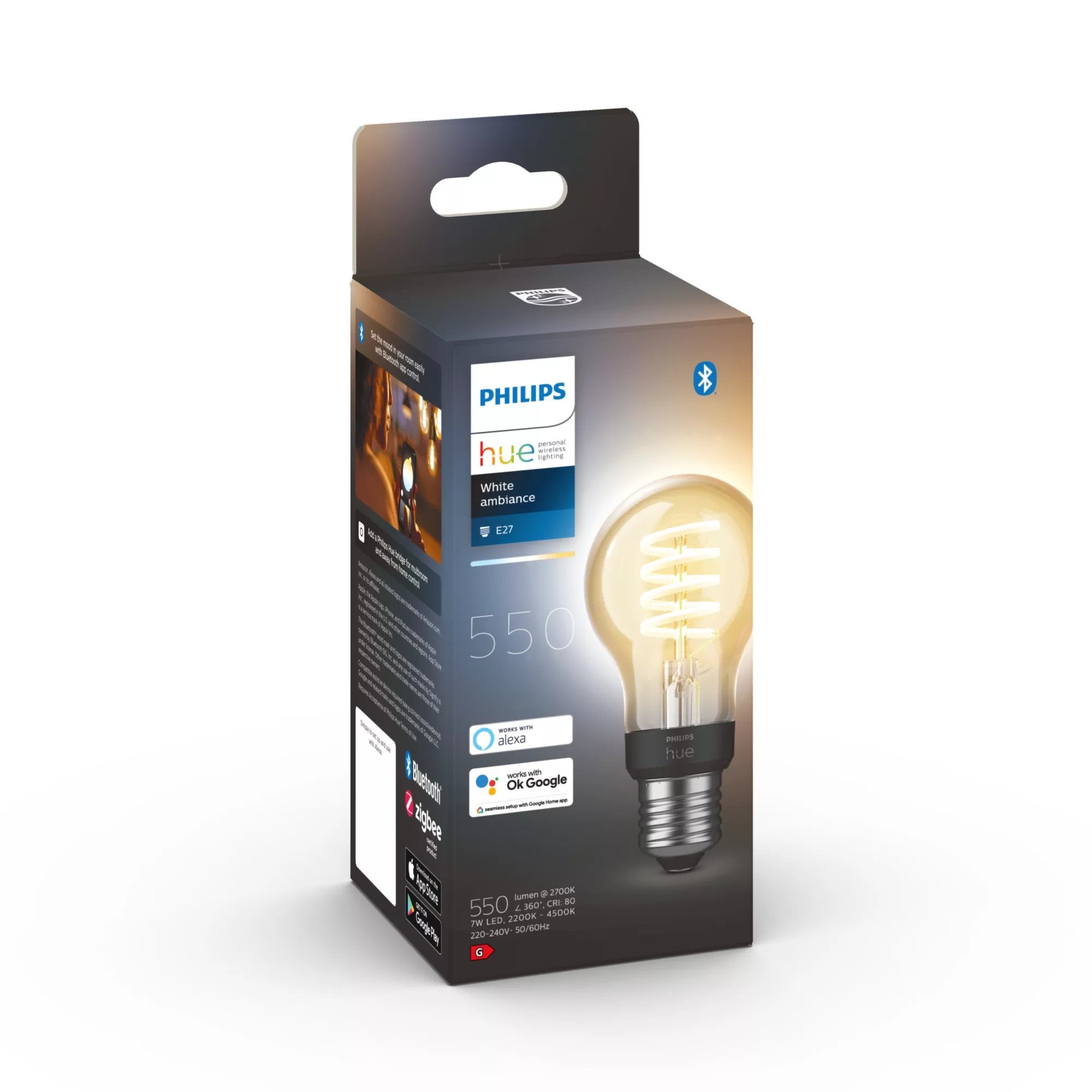 Bombilla Led Inteligente Philips Hue White A60 Thin Filament Casquillo E27 7w 550 Lúmenes 2200-4500k Precisa Philips Hue Bridge
