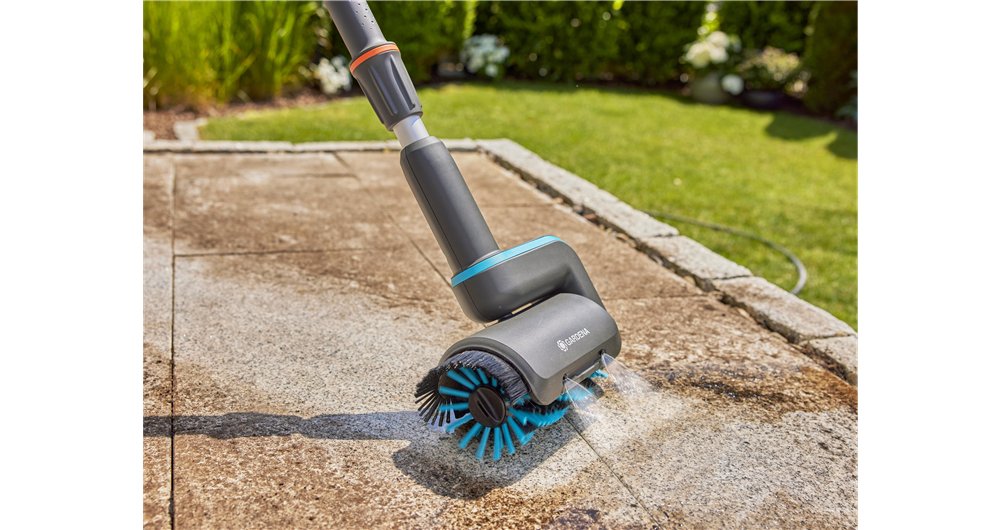 Cepillo Cilíndrico Mediano Gardena Para Multilimpiador A Batería Aquabrush, Cepillo De Lavado Gris/Turquesa, Para Superficies Sensibles 14849-20