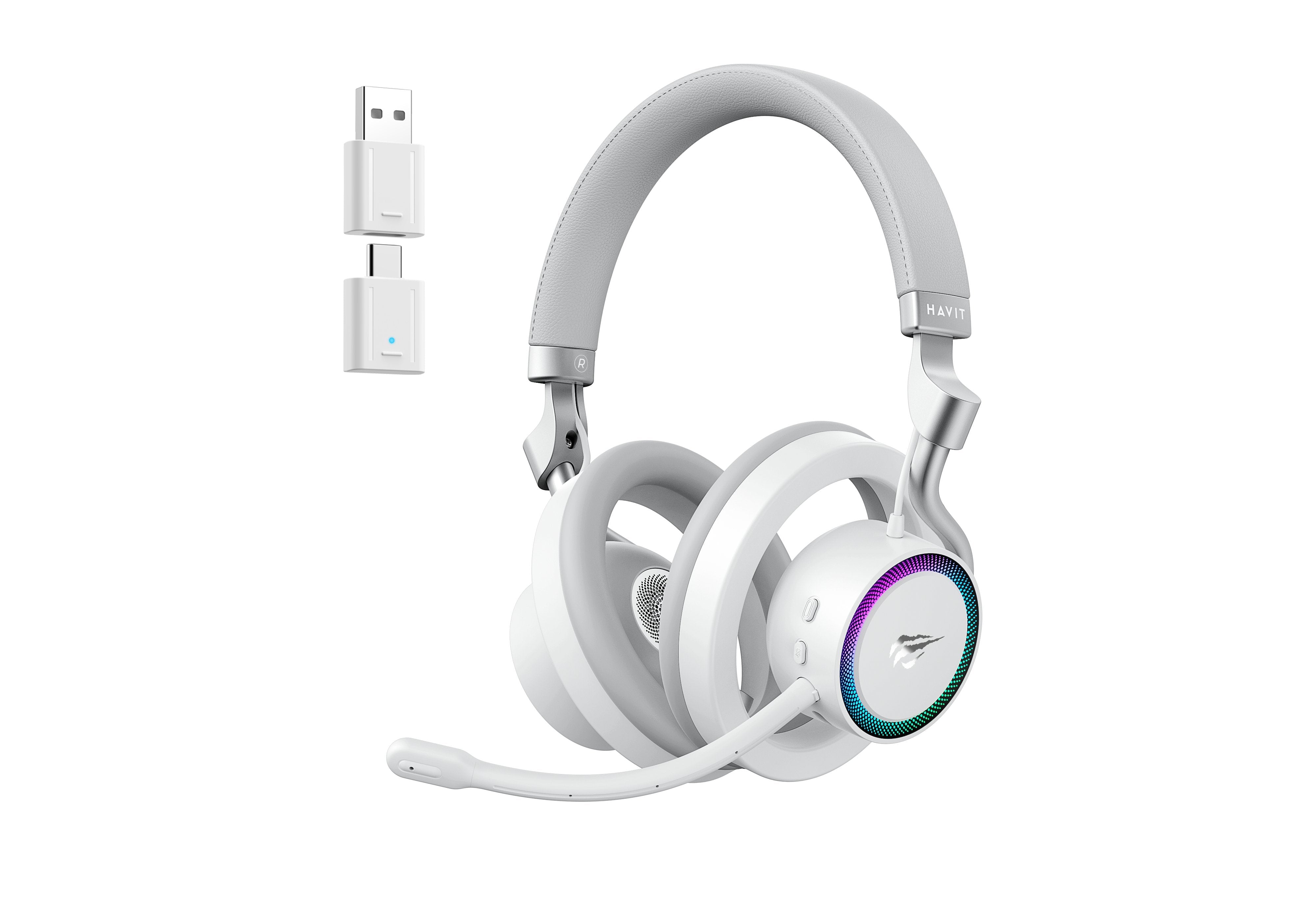 Auriculares Havit Fuxi-H8 Con Cable/Inalámbricos Para Juegos (Blancos)