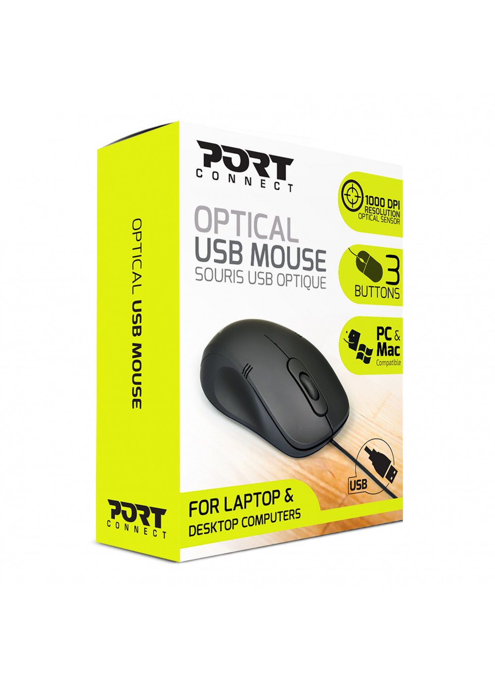 Port Designs 900400-Pro Ratón Ambidextro Usb Tipo A Óptico 1000 Dpi