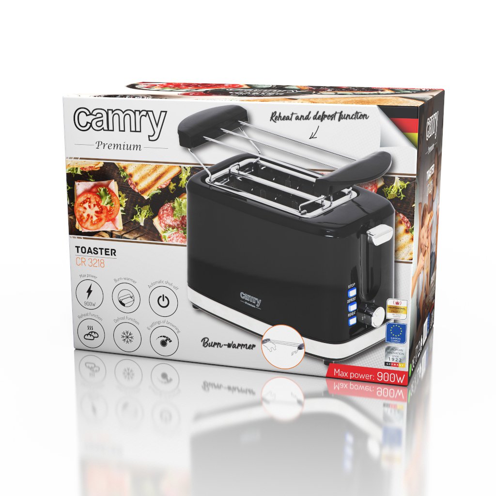 EAN 5903887800150 - Camry Premium CR 3218 tostadora 6 2 rebanada(s) 900 W Negro, Plata imagen 10