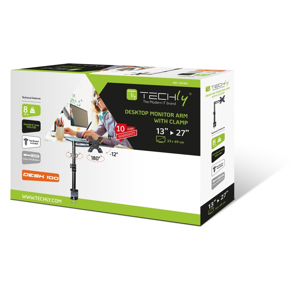Soporte Techly Ica-Lcd 501bk Para Monitor (27") Negro Escritorio
