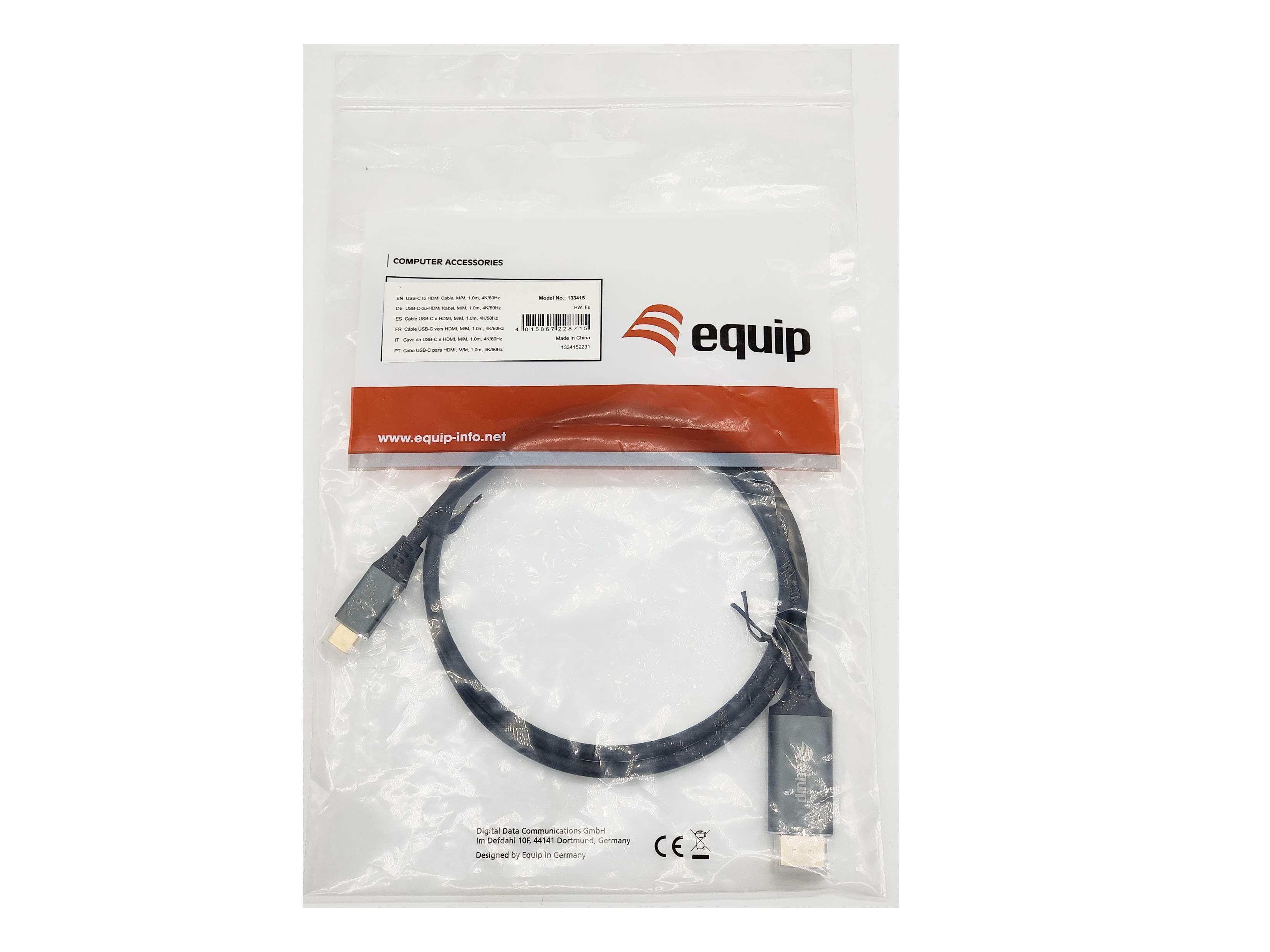 Equip Adaptador Usb-C -> Hdmi 4k 60hz 1m Negro