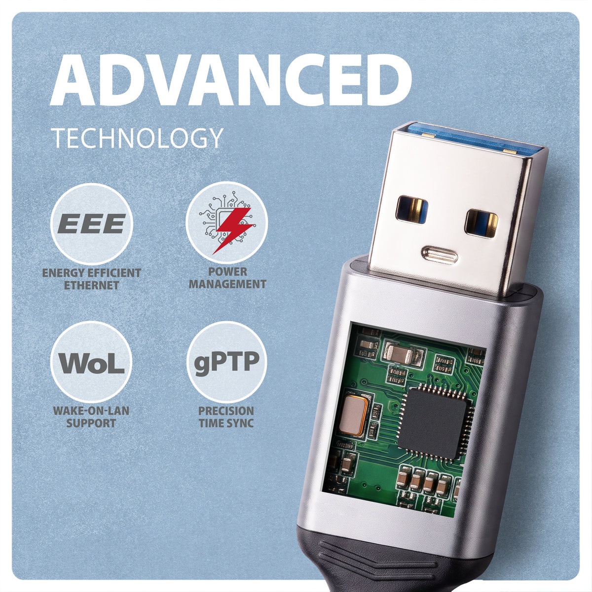 Axagon Ade-Am30 Usb-A 5gbps - Gigabit Ethernet Adapter With Integrated Cat6 Rj-45 Network Cable (3 M), Asix Ax88179b