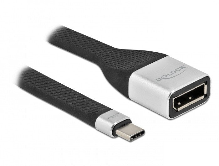 Delock Adaptador Cable Plano Fpc Usb Type-C A Displayport (Dp Alt Mode) 4k 60 Hz 14 Cm