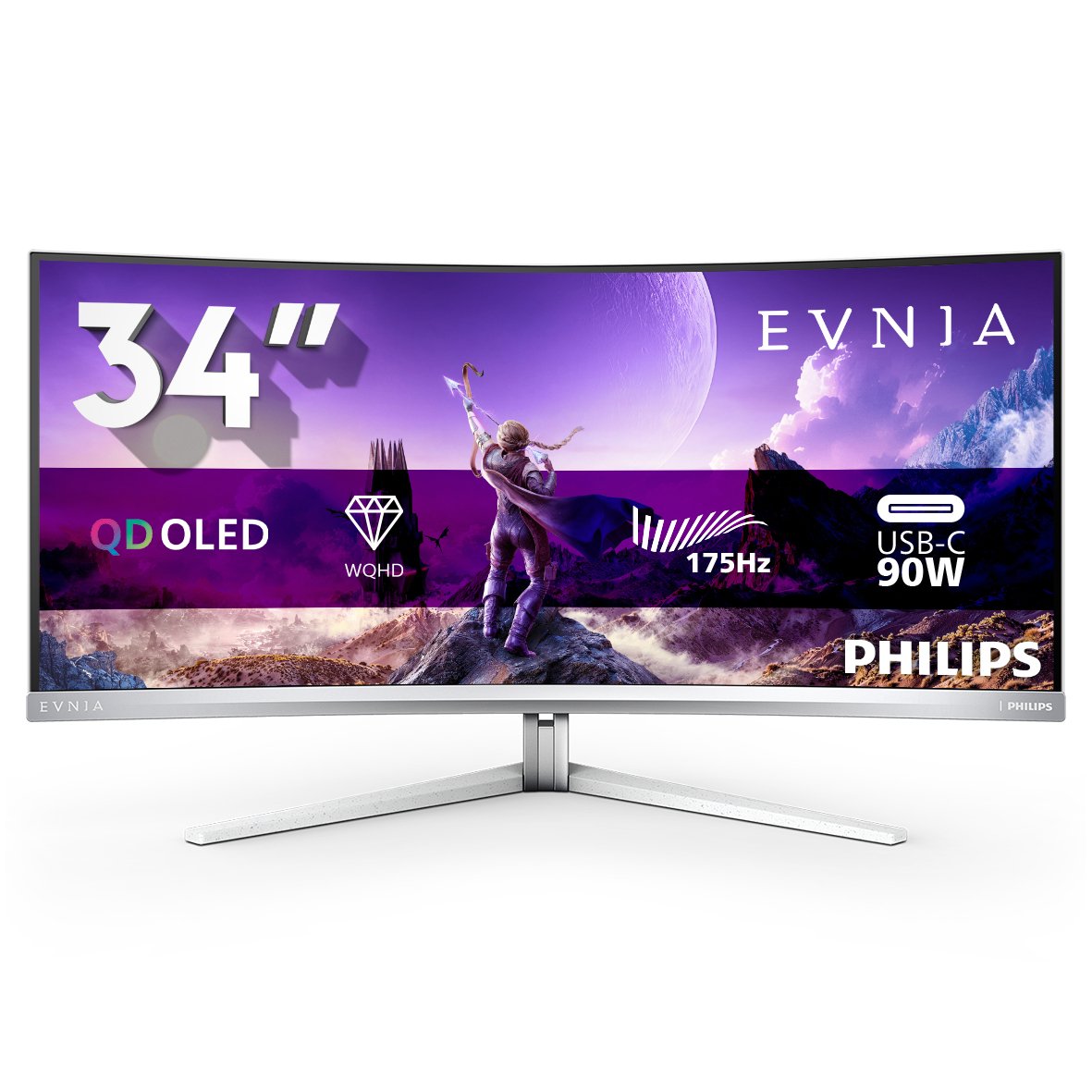 EAN 8712581798680 - Philips 34M2C8600/00 pantalla para PC 86,4 cm (34") 3440 x 1440 Pixeles Wide Quad HD OLED Blanco imagen 1