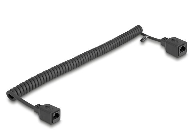 Delock Rj45 Spiralcable Buchse Zu Buchse Cat.5e Utp 1 M Bis 3 M Schwarz