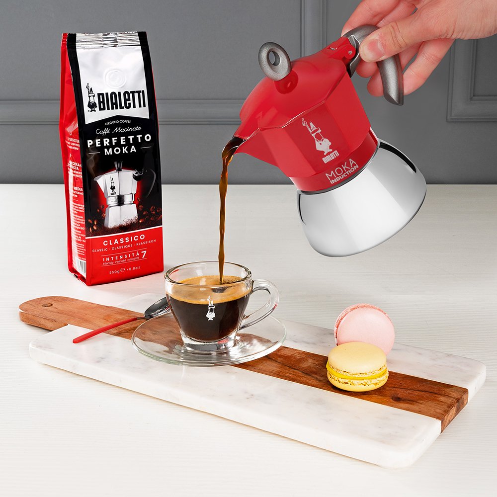 EAN 8006363029247 - Bialetti Moka induction Cafetera italiana 0,1 L Rojo, Plata imagen 2