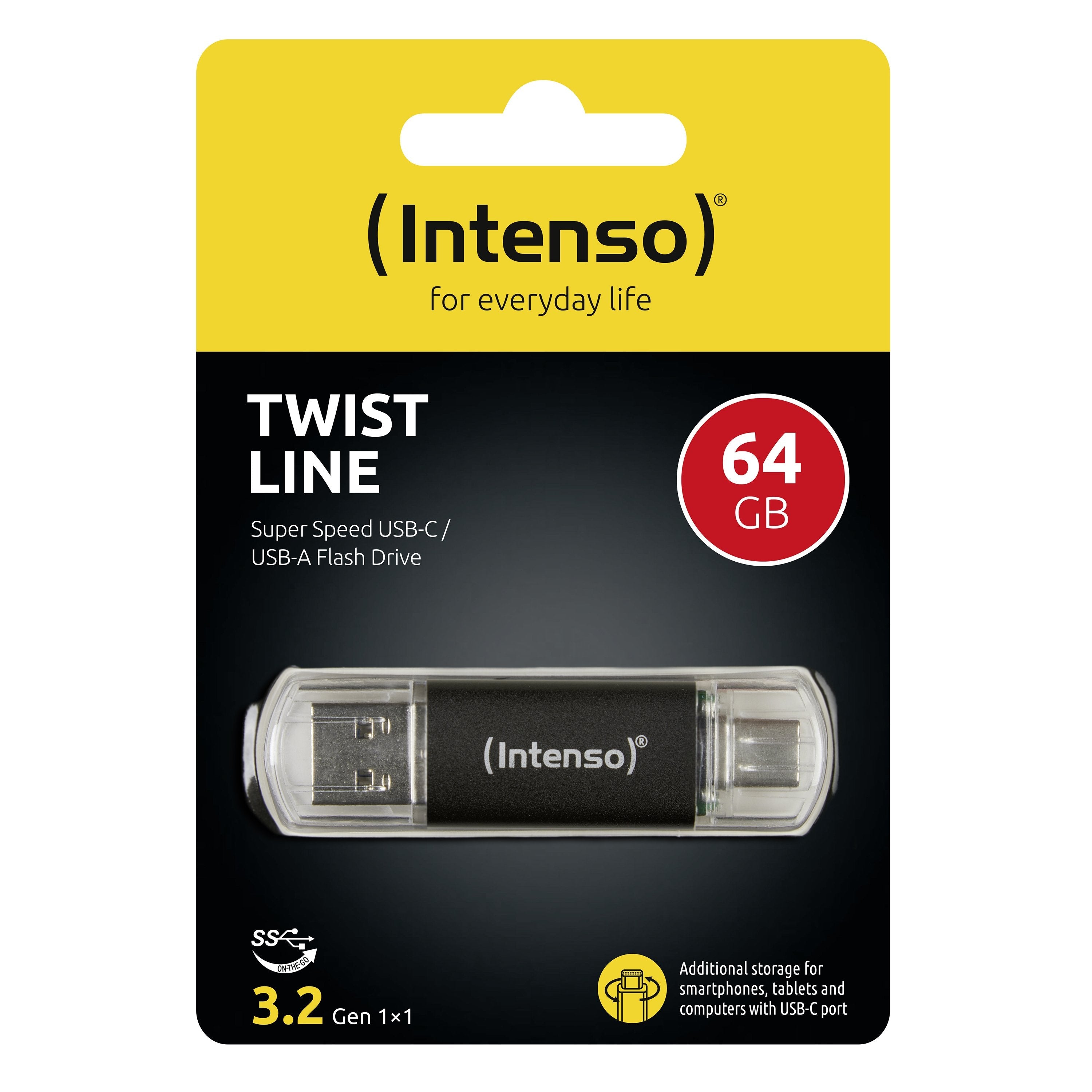 Intenso Pendrive Twim Line 64gb 3.2 Gen 1x1 Usb-C=>Usb-A Retail
