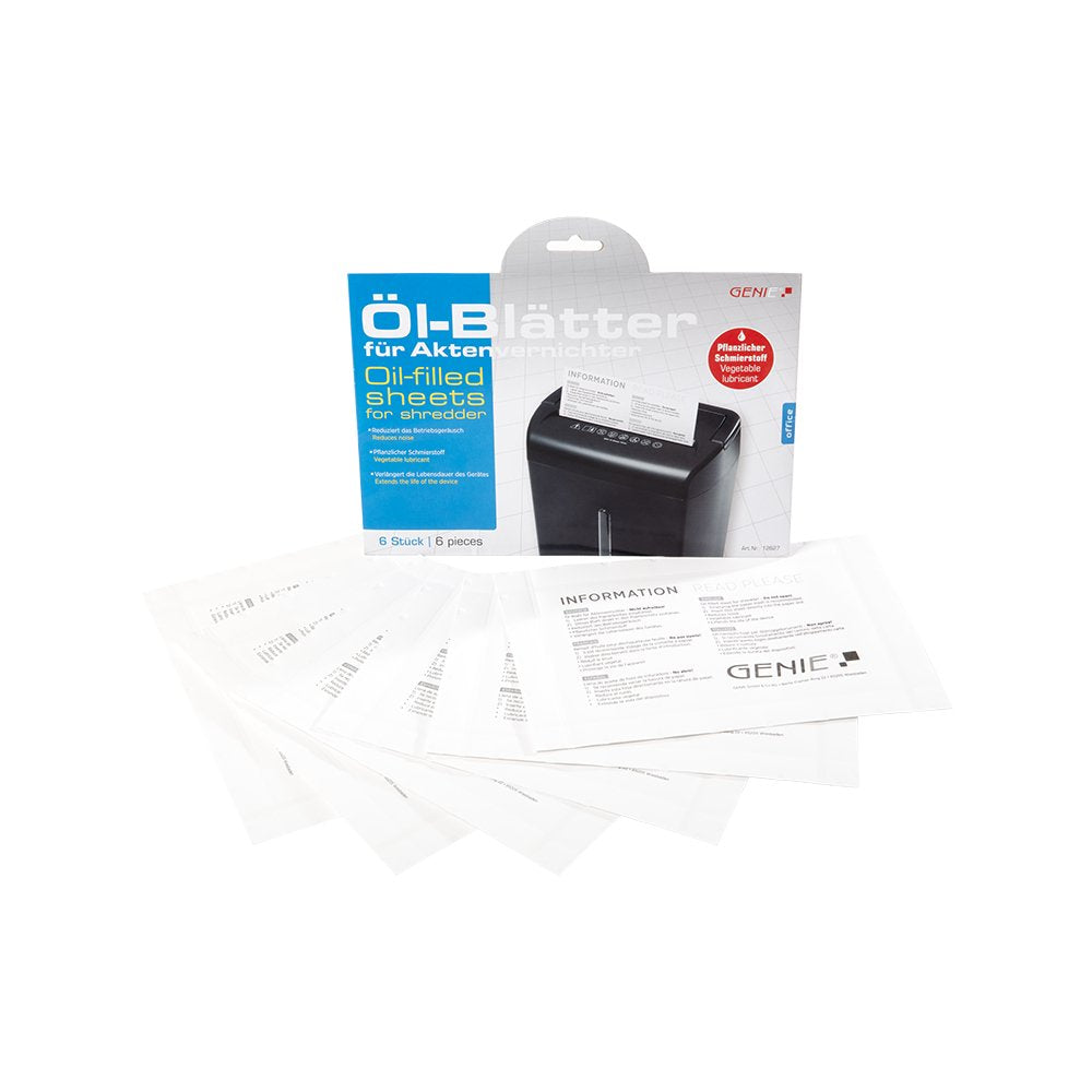 EAN 4015468126274 - Genie 12627 accesorio para destructoras de papel Hojas lubricantes 6 pieza(s) imagen 1