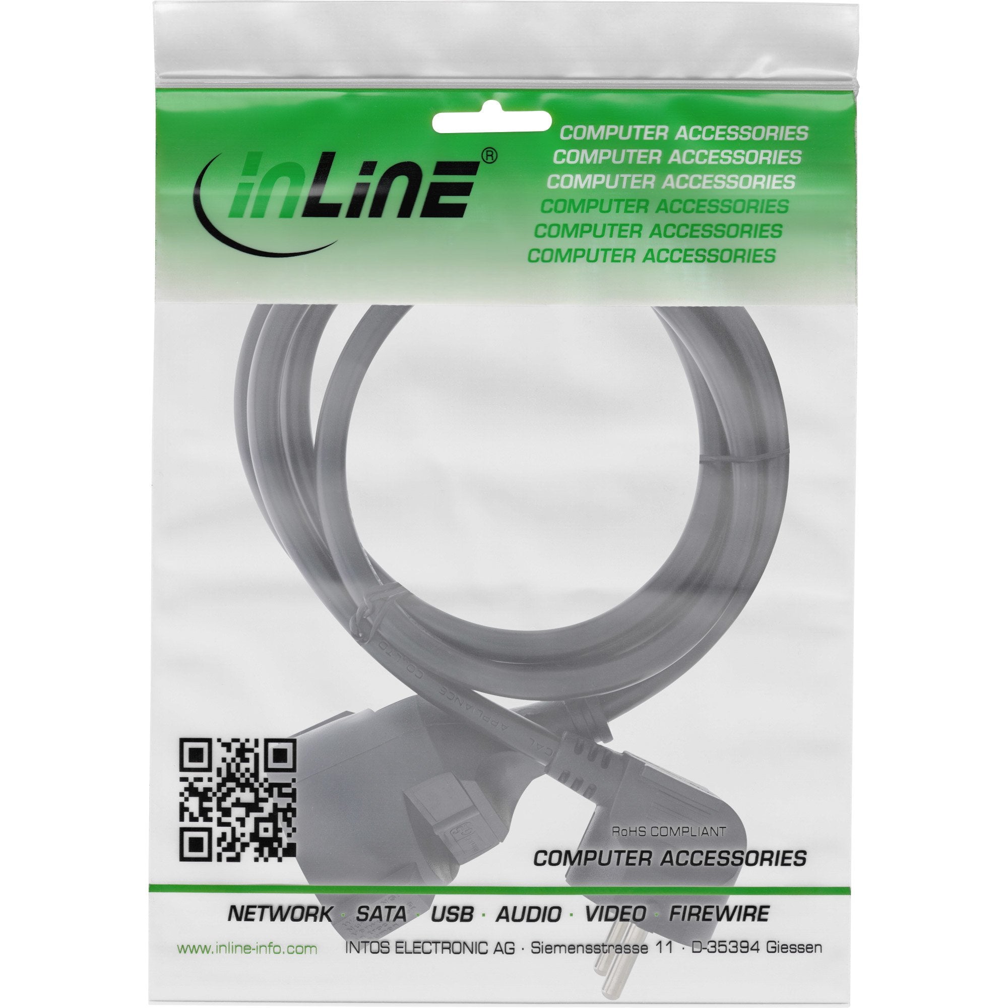 Inline® Power Cable De Extensión Angeld Type F Black 10m