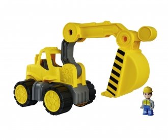 Big Power-Worker Excavadora + Figura, Vehículo De Juguete Amarillo/Gris 800054835