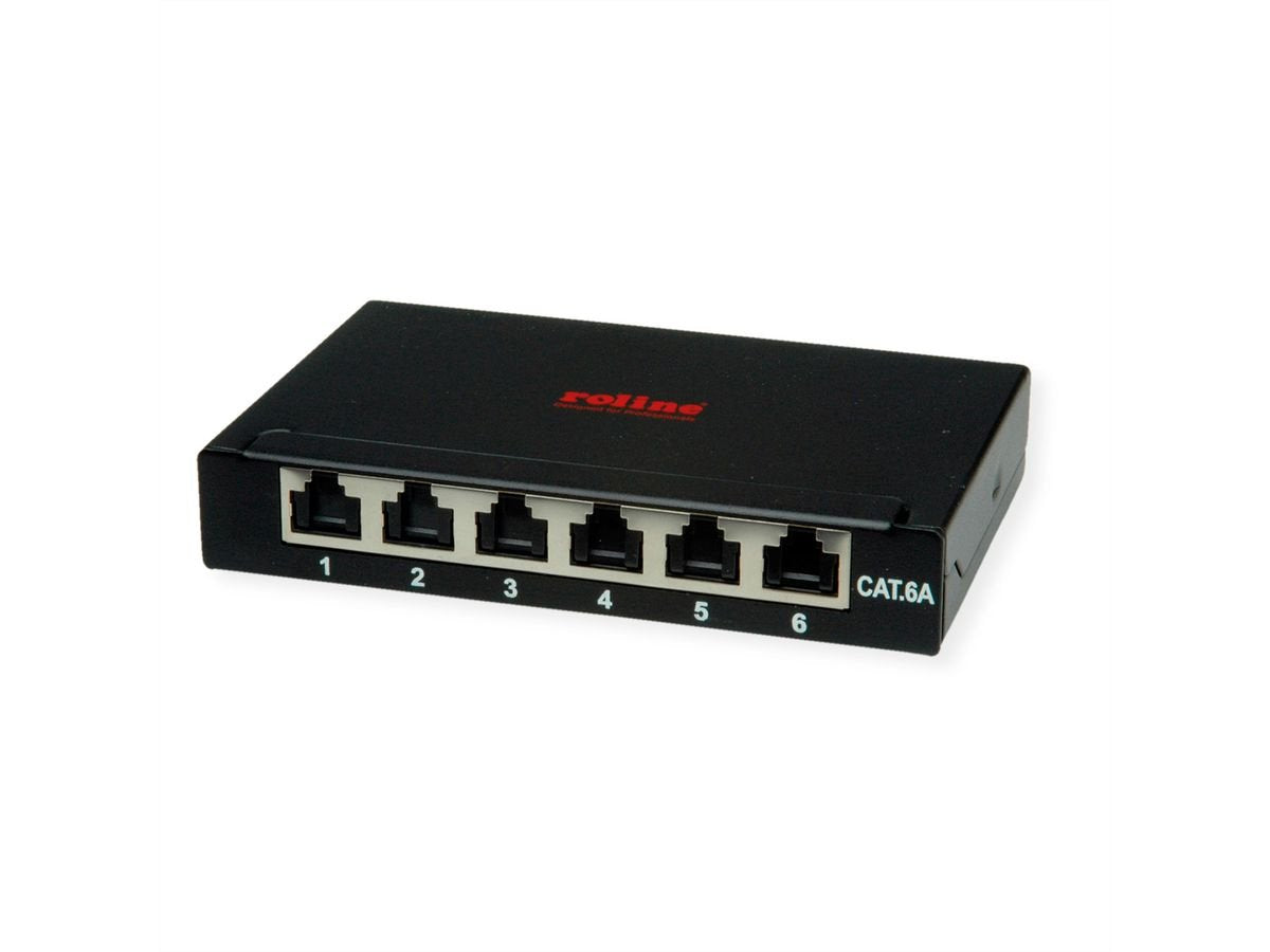 Roline Mini-Patchpanel, Cat.6a (Class Ea), 6x Rj45, 0,5he, Geschirmt, Schwarz