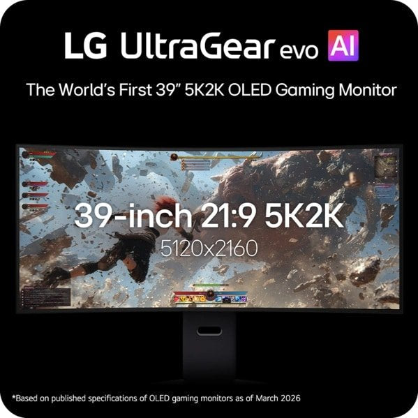 Lg Ultragear Evo Ai 39gx950b-B Gx9 Series Monitor Oled Gaming Curvado 39" (38.86" Visible) 5120 X 2160 5k2k Ultrawide @ 165 Hz 1500 Cd/M² 1850000:1 Displayhdr 500 True Black 0.03 Ms 2xhdmi Displayport Usb-C Altavoces Negro