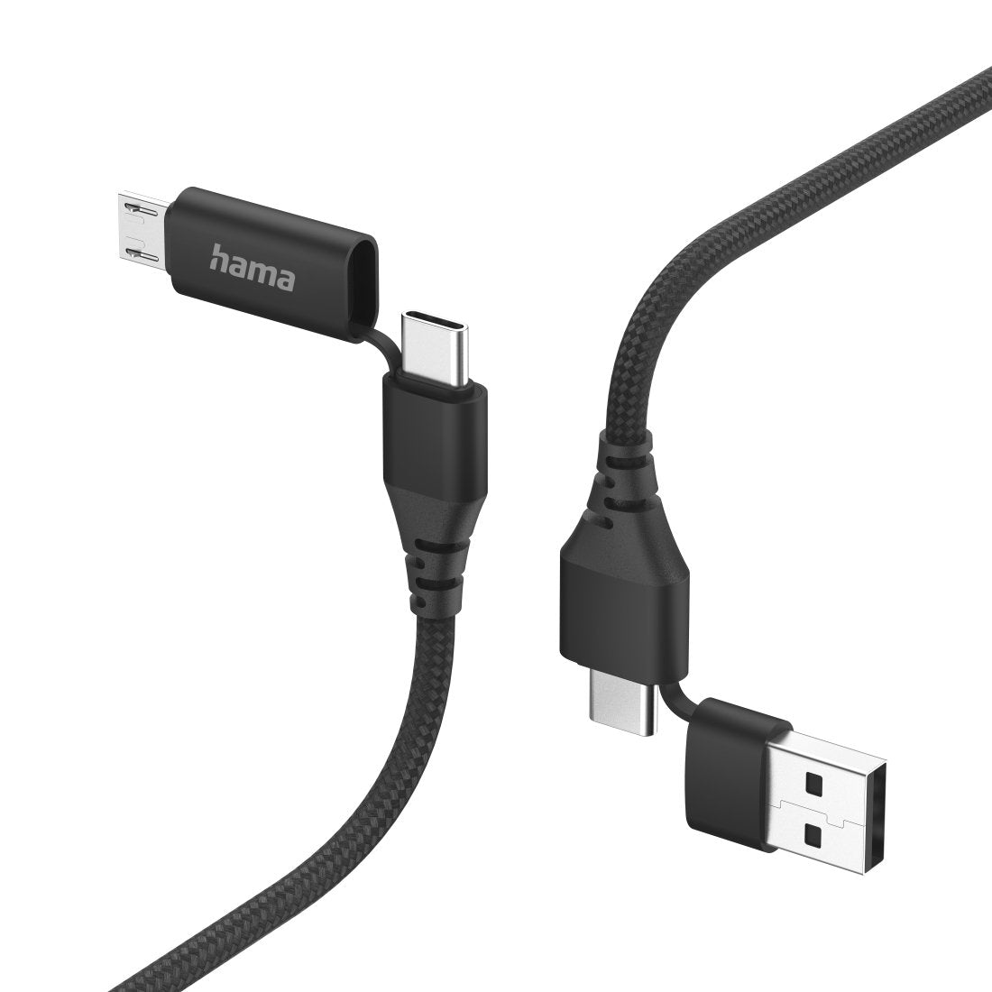 Cable Hama 00201537 / 4in1 Usb-A Micro-B Usb-C Negro