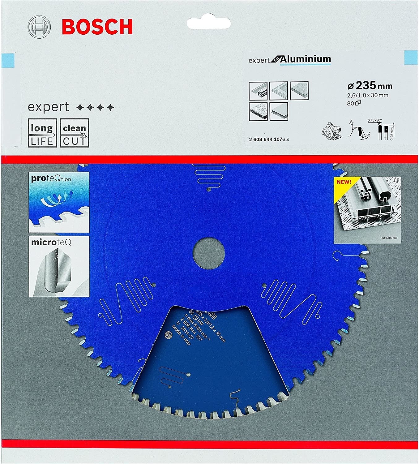 Hoja De Sierra Circular Bosch Professional Expert Para Aluminio, Ø 235 Mm, Diámetro 80z 30 Mm, Para Sierras Circulares Portátiles 2608644107
