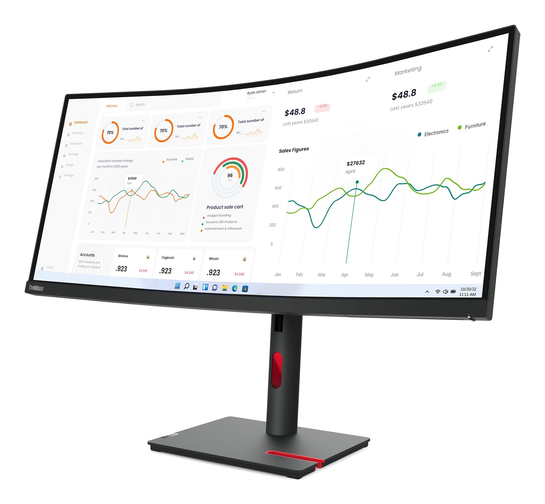EAN 0196801194922 - Lenovo ThinkVision T34w-30 pantalla para PC 86,4 cm (34") 3440 x 1440 Pixeles Wide Quad HD LED Negro imagen 4