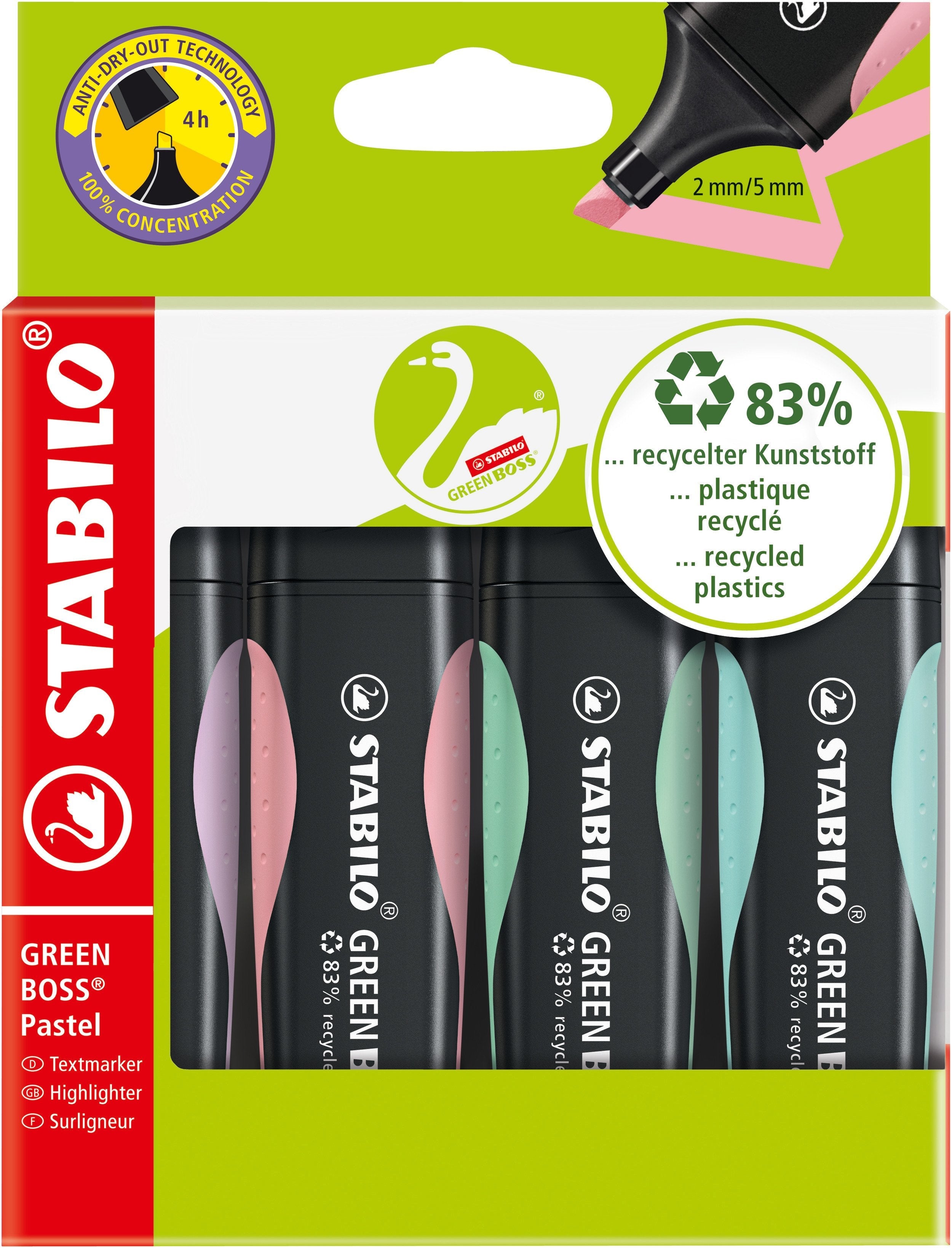 EAN 4006381564229 - STABILO GREEN BOSS marcador 4 pieza(s) Punta de cincel Verde, Menta, Rosa, Violeta imagen 1