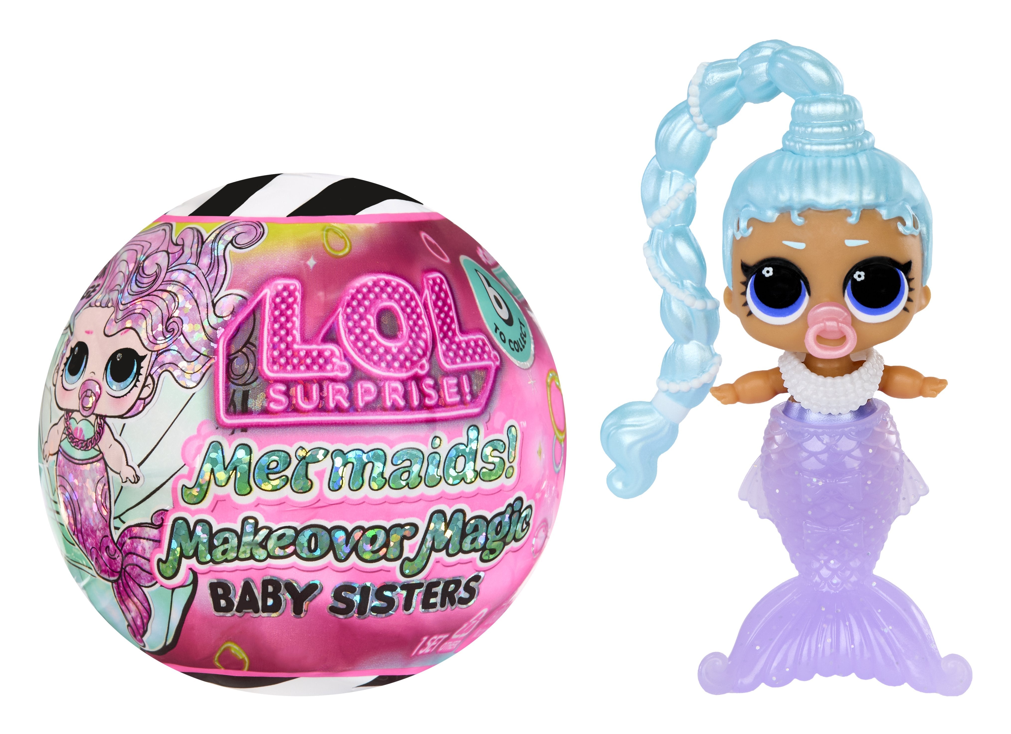 Mga Entretenimiento L.O.L. ¡Sirenas Sorpresa! Makeover Magic Baby Sisters, Figura De Juguete, Artículos Surtidos, Una Figura 598787-Euc