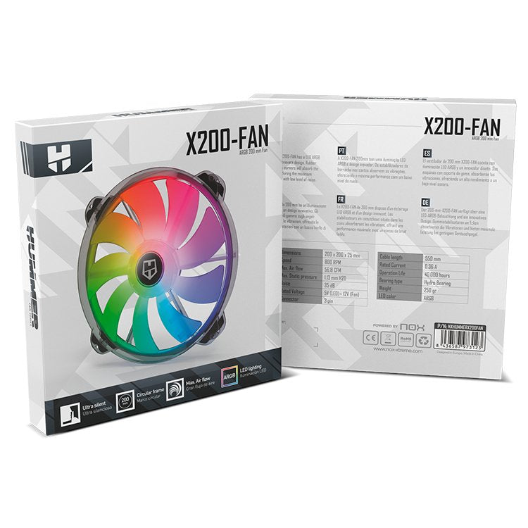 EAN 8436587973123 - NOX X200-FAN Carcasa del ordenador Ventilador 20 cm Translúcido 1 pieza(s) imagen 6