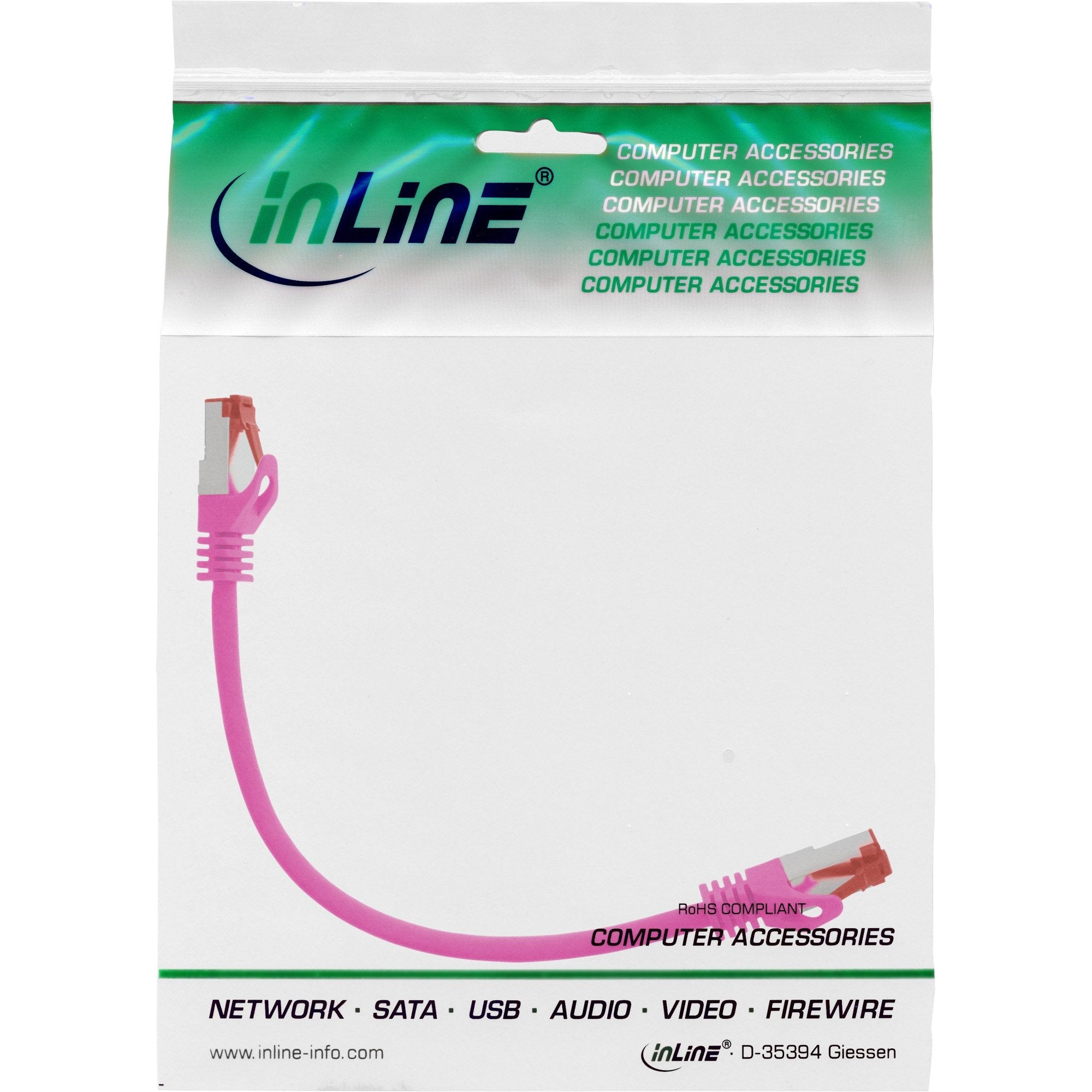 Inline® Cable De Red S/Ftp Pimf Cat.6 250mhz Pvc Cobre Rosa 0.25m