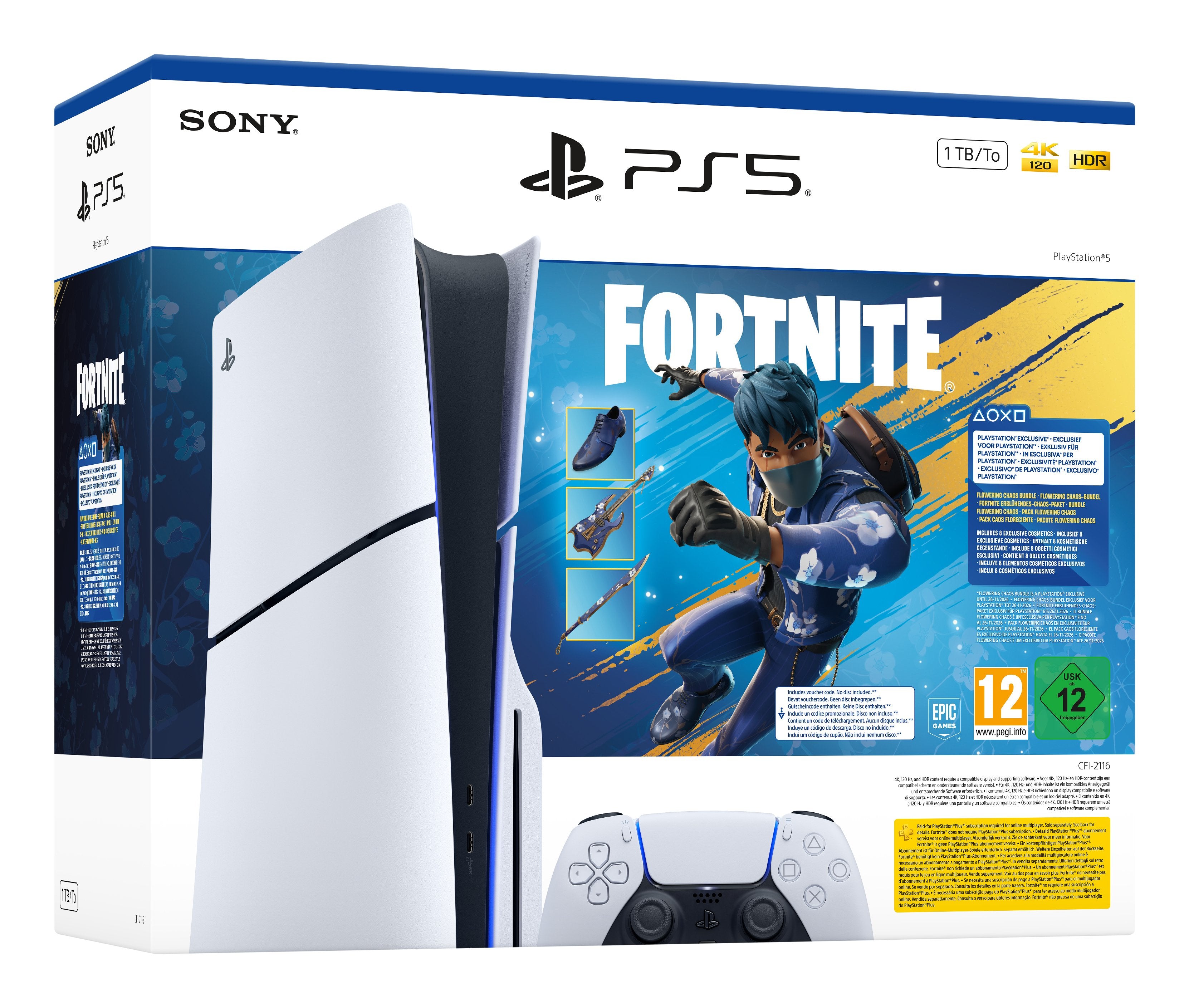 EAN 0711719021711 - Sony PlayStation 5 - Fortnite Flowering Chaos Bundle 1 TB Wifi Negro, Blanco imagen 4