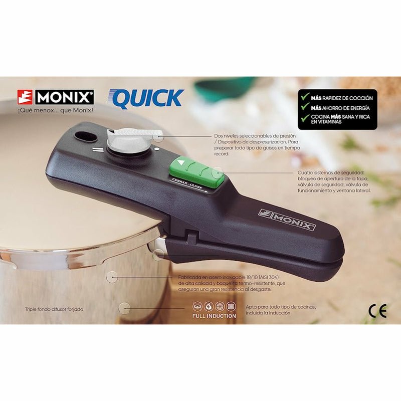 Olla A Presión Monix Quick M560004 Ø18cm 9l Acero Inoxidable
