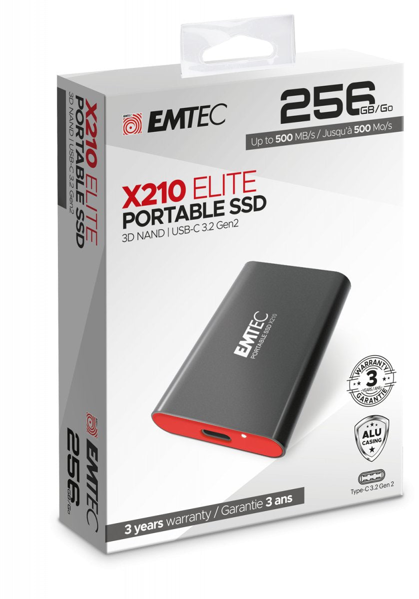 Disco Externo Ssd Emtec 256gb 3.2 Gen2 X210 Portable Retail Ecssd256gx210