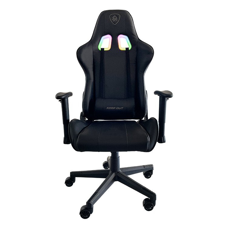 Silla Gaming Keepout Xspro-Racing Rgb Black Reposabrazos 2d/ Iluminacion Rgb Con Mando A Distancia/ Ruedas De Nylon/ Cojin Lumbar Y Cervical