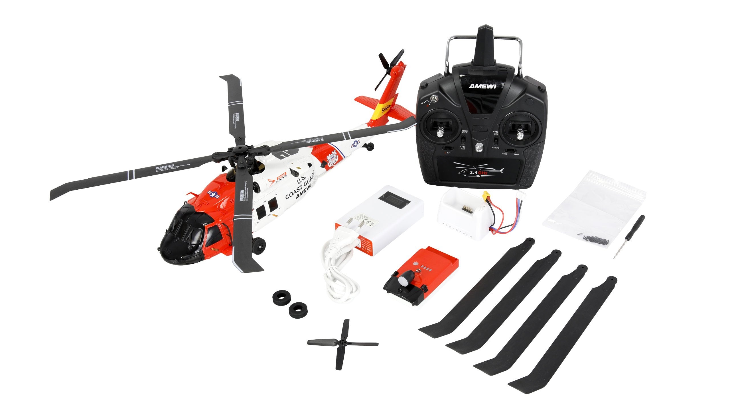 Amewi Uh60 Negro Hawk Coamguard Helikopter 6g 3d Rtf