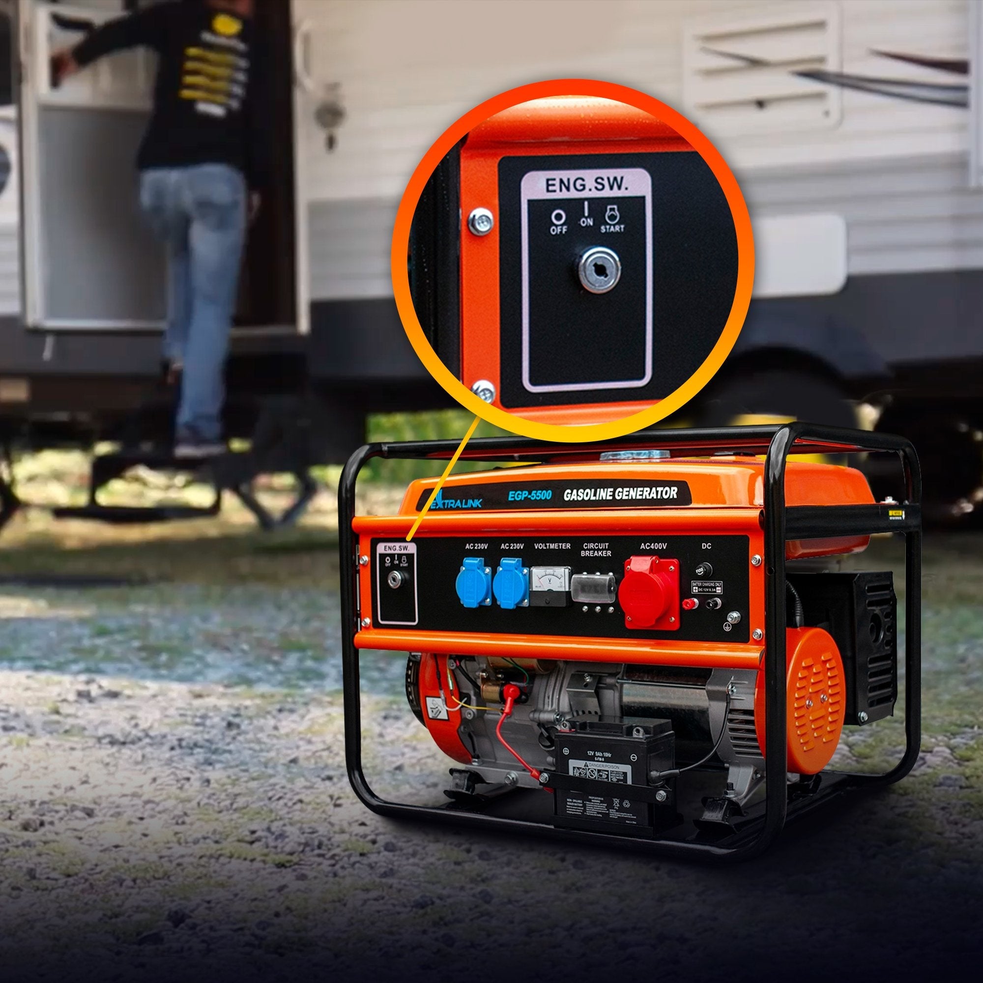 EAN 5905090330356 - Extralink EX.30356 motor-generador 5000 W 25 L Negro, Naranja imagen 8