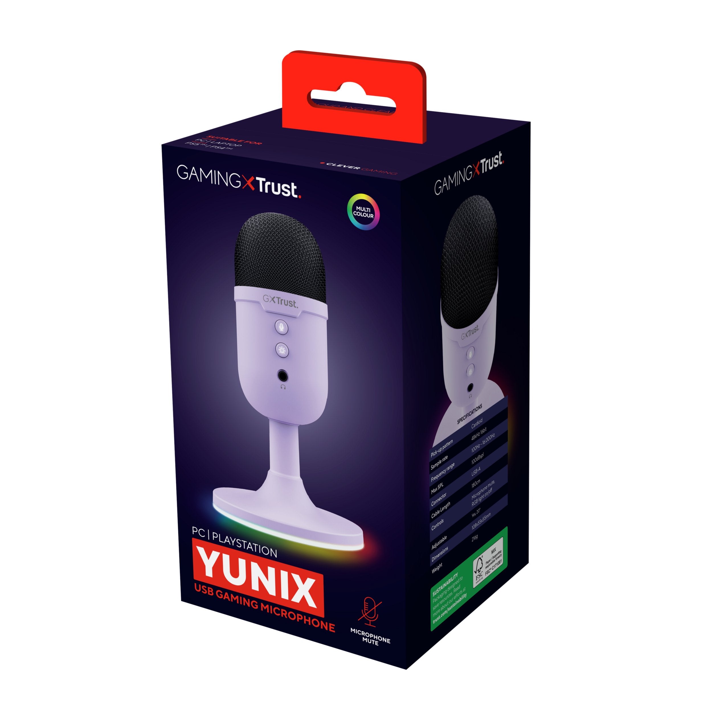 EAN 8713439253757 - Trust GXT 234P Yunix Púrpura Micrófono de superficie para mesa imagen 6