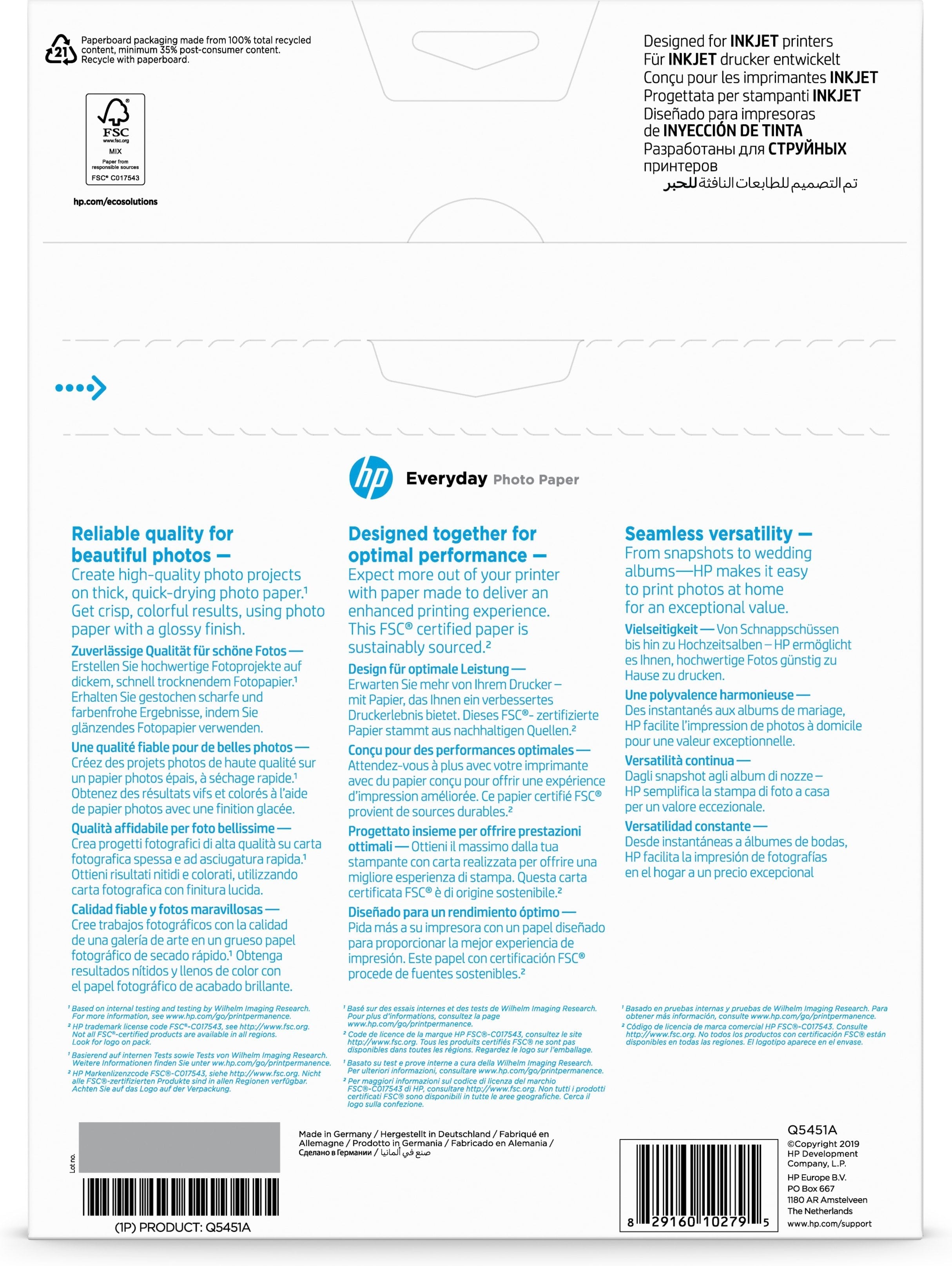 Papel Hp Fotográfico Hp Everyday Din A4 200g 25 Hojas