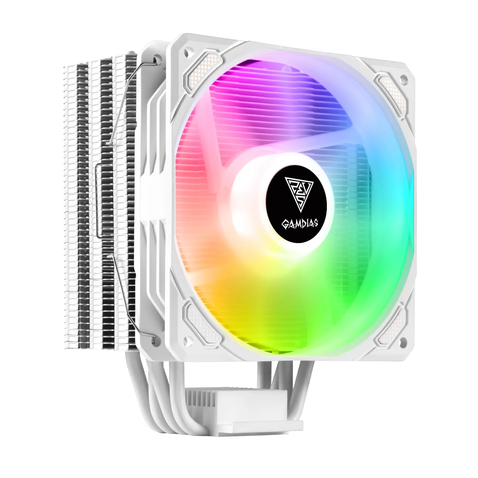 Refrigeración Cpu Gamdias Boreas E1-410 Wh De Aire De Cpu, Ventilador De Cpu, Contacto Táctil Directo, 4 Tubos De Calor De Cobre, Argb De Doble Anillo, Iluminación Argb Totalmente