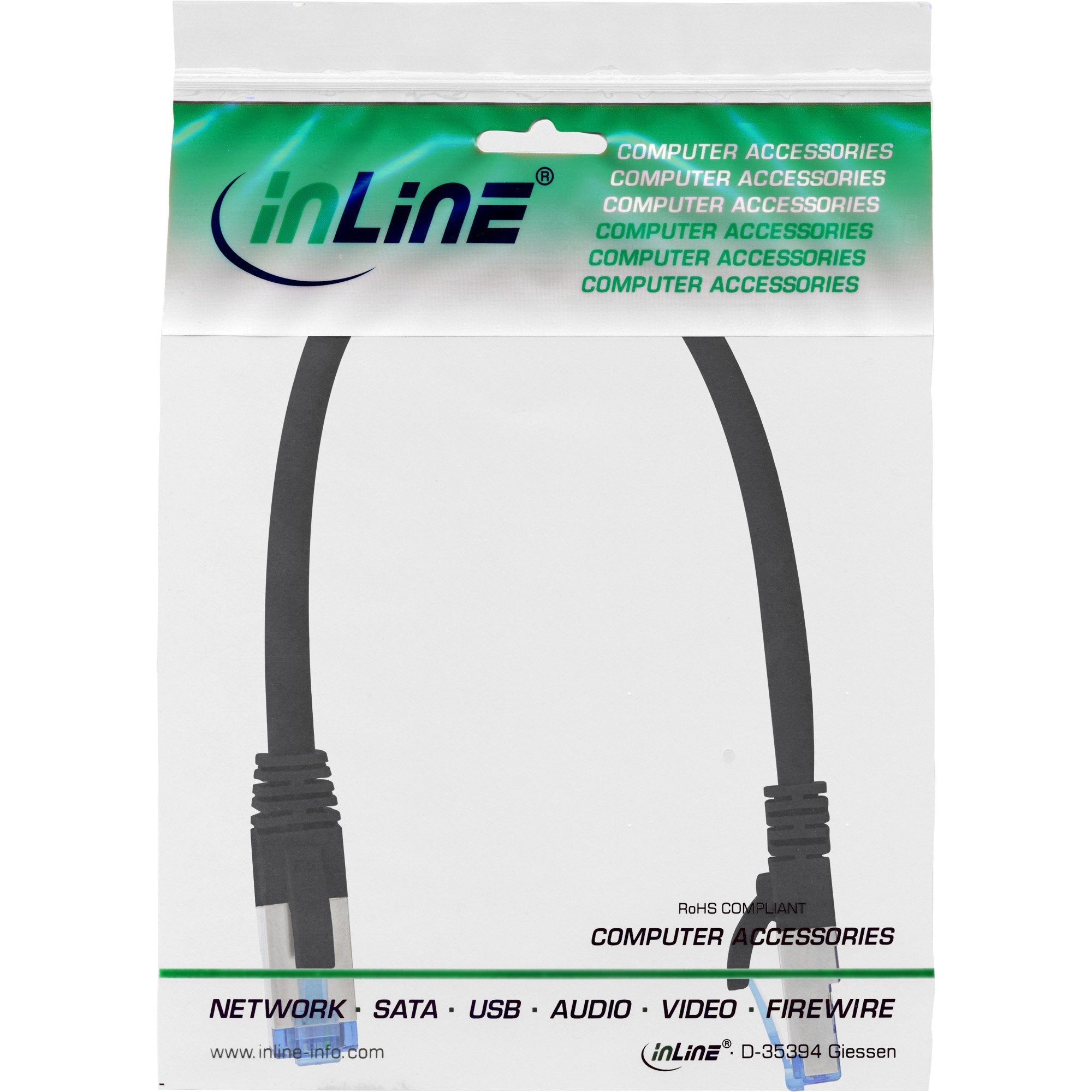 Cable De Red Inline S/Ftp Pimf Cat.6a Libre De Halógenos 500mhz Negro 0.3m