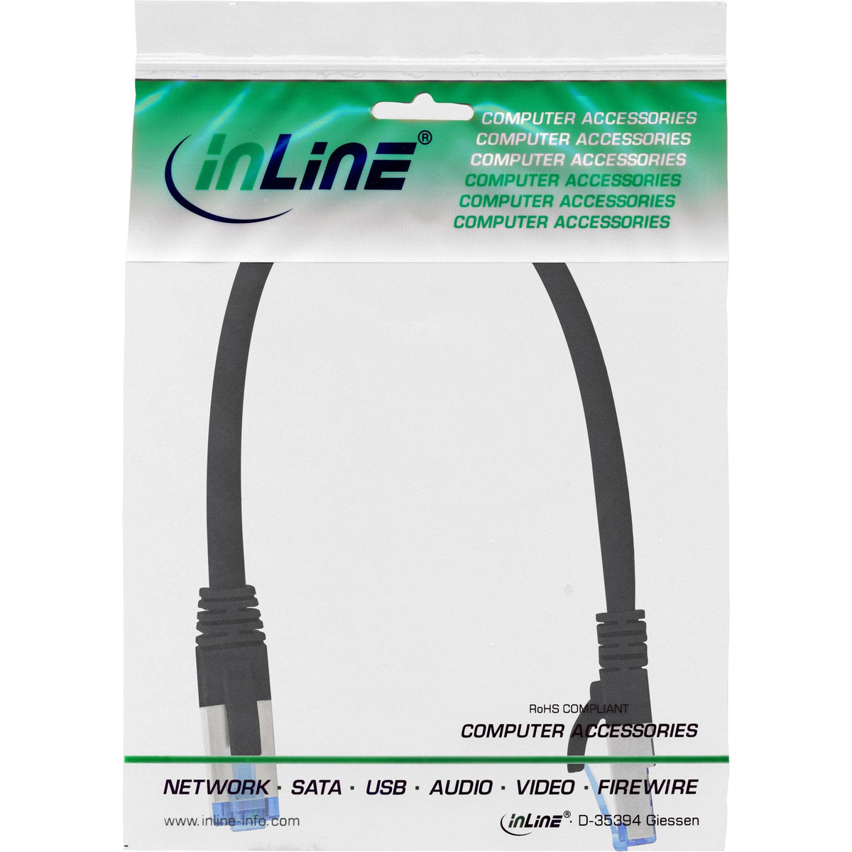 Cable De Red Inline S/Ftp Pimf Cat.6a Libre De Halógenos 500mhz Negro 0.25m
