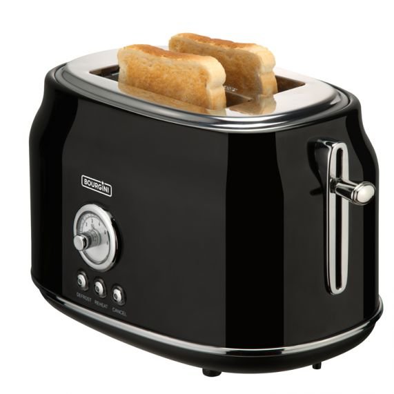 Tostadora De Pan Bourgini Retro Negra 815w 2 Rebanadas