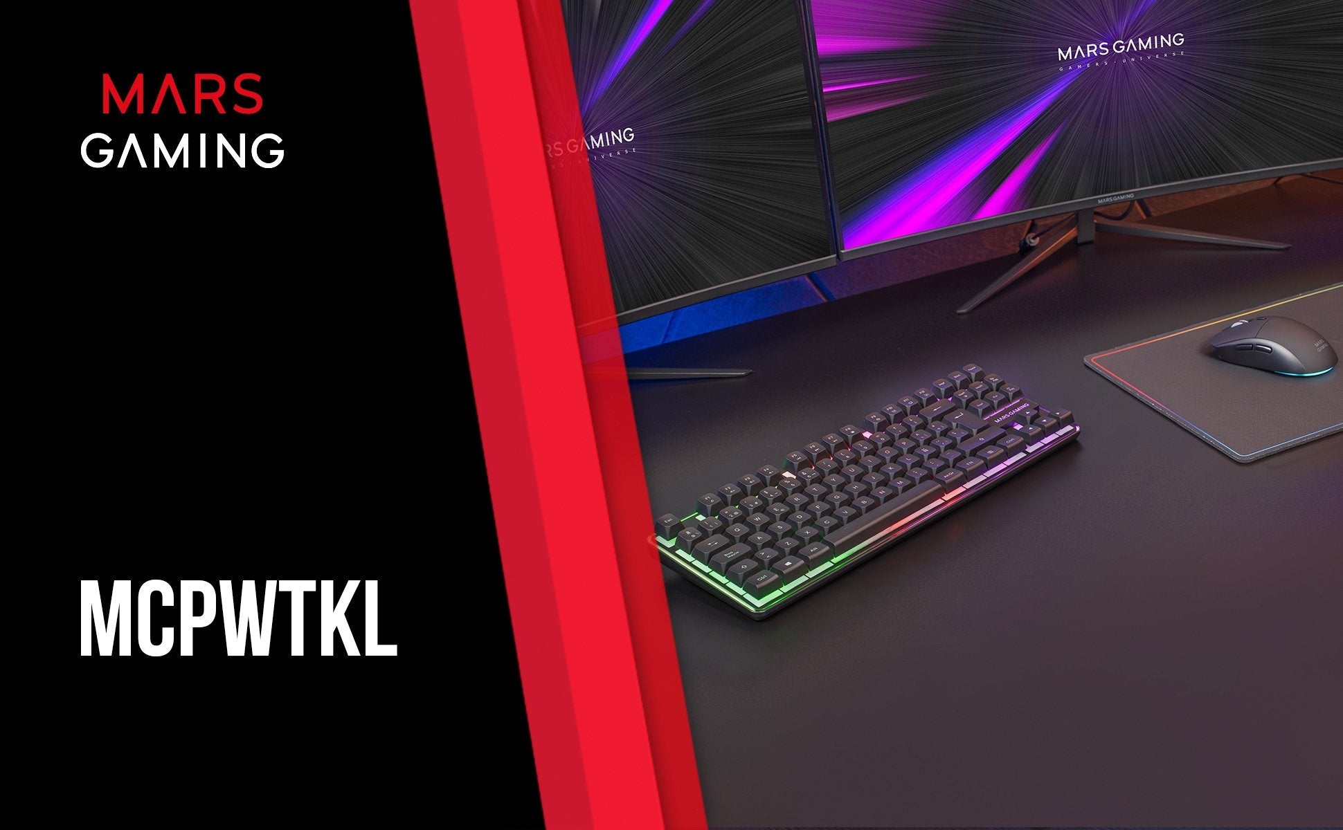 Pack Gamer 3en1 (Calvier/Ratón/Tapis) Mars Gaming Mcpwtkl (Negro)