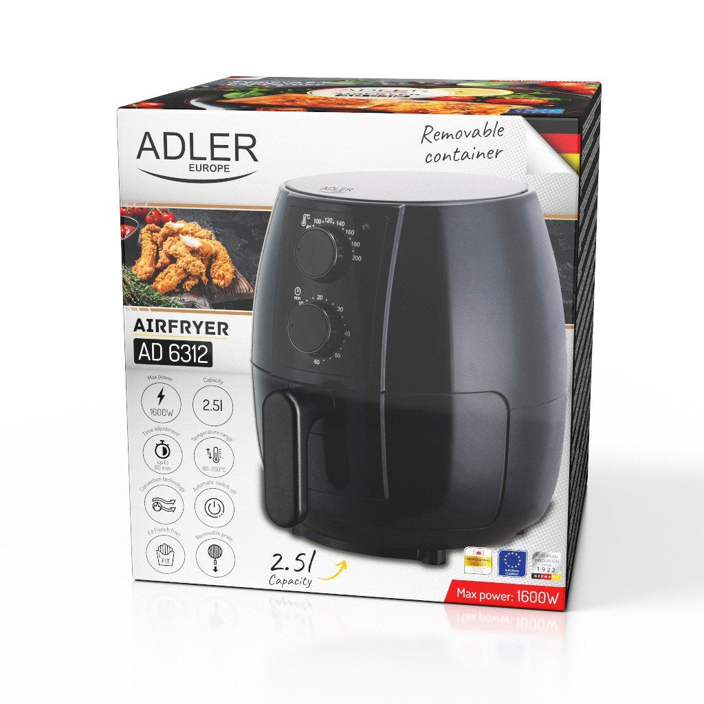 EAN 5905575904621 - Adler AD 6312 freidora Sencillo 2,5 L Independiente 1600 W Freidora de aire caliente Negro imagen 17