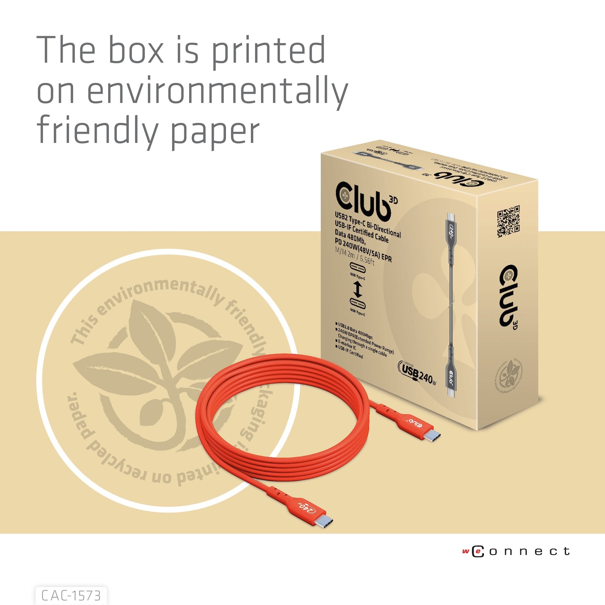 Club3d Cable Usb Tipo C Pd 240w / 480mb 2m M/M Retail