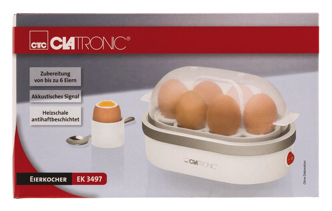 Cuecehuevos Clatronic Ek 3497 - Para 6 Huevos Cocidos, 400 W, Color Blanco